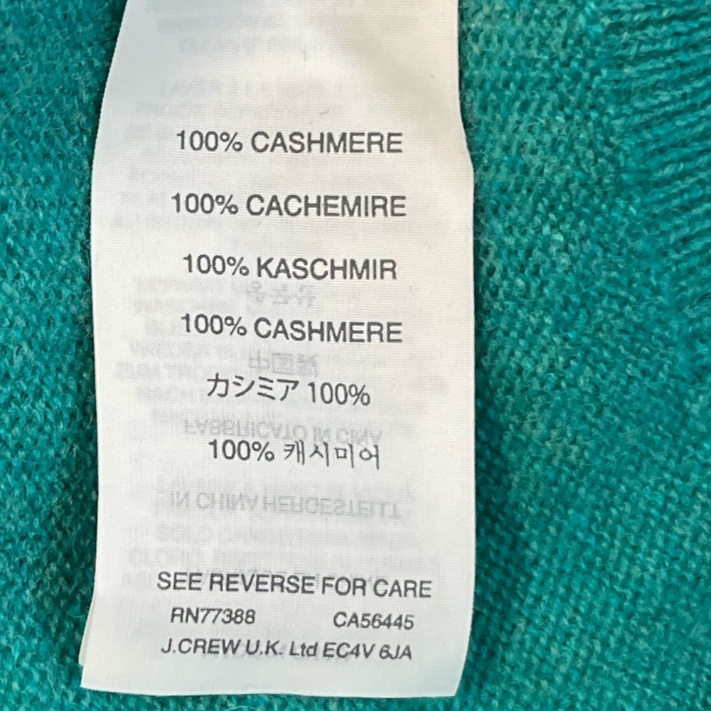 J. Crew Italian cashmere Turquoise V-Neck Women's Sweater M - Picture 7 of 7